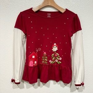 kids gymboree red owl embroidered holiday sequin long sleeve t shirt top